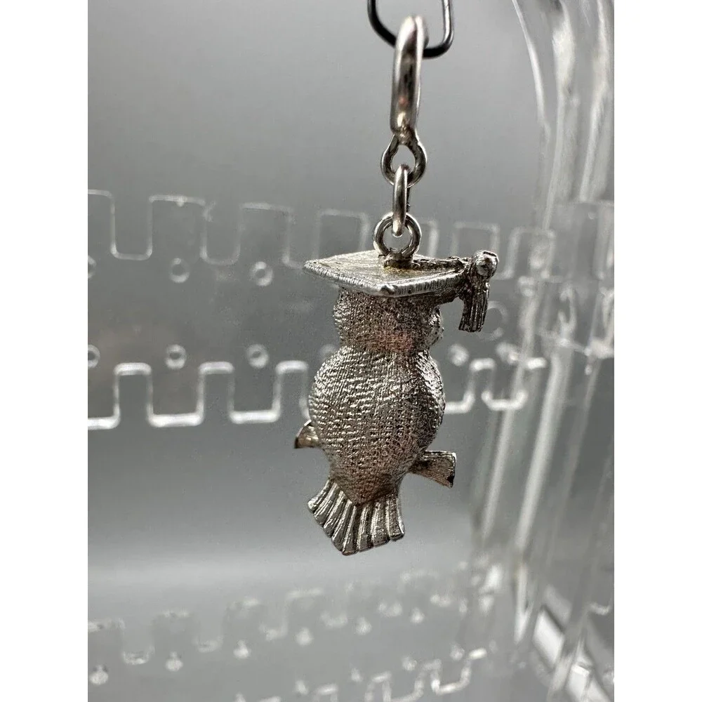 Monet Owl In Graduation Cap Charm Silver Tone Black Eyed Cuteness Sweet